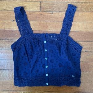 Superdry womens size Large embroidered crop top NWT